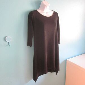 Vlas Blomme Japan Linen Knit Size S Pullover Tunic Dress Dark Gray Mini 33" Tall